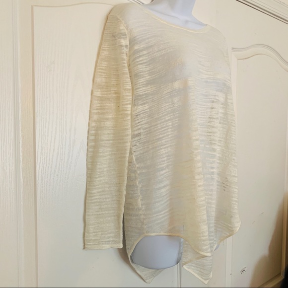 2/$10 Joie Horizontal Squiggle Stripe Sheer Blouse - Picture 2 of 7